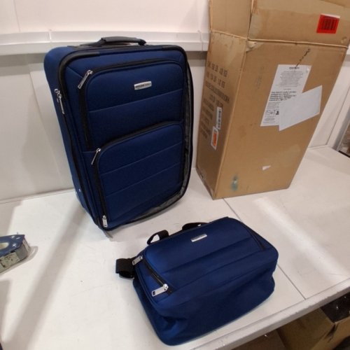 2PC AMAZON BASICS SOFTSIDE CARRY-ON LUGGAGE SET - 15" TOTE/23" CARRY ON - NAVY BLUE image 3