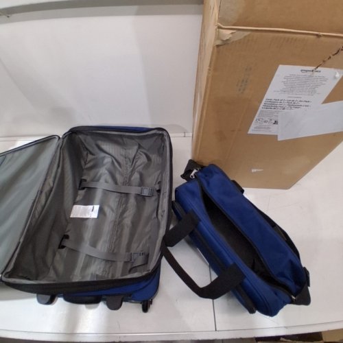 2PC AMAZON BASICS SOFTSIDE CARRY-ON LUGGAGE SET - 15" TOTE/23" CARRY ON - NAVY BLUE image 6