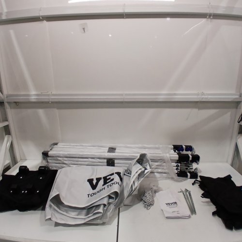 VEVOR POP UP WATERPROOF CANOPY TENT SILVER COASTED TARP WITH PORTABLE ROLLER BAG AND 4-SANDBAGS - 10FT X 10FT - WHITE (MODEL: AF5.1) image 2