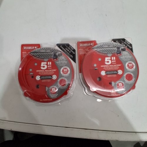 (2)15PK DIABLO UNIVERSAL HOLE RANDOM ORBITAL SANDING DISC WITH HOOK AND LOCK BACKING - 5" - 180-GRIT (FINE) - RED image 2