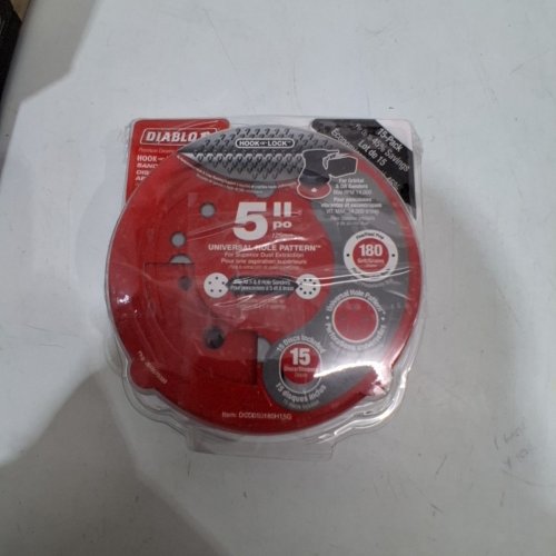 (2)15PK DIABLO UNIVERSAL HOLE RANDOM ORBITAL SANDING DISC WITH HOOK AND LOCK BACKING - 5" - 180-GRIT (FINE) - RED image 5