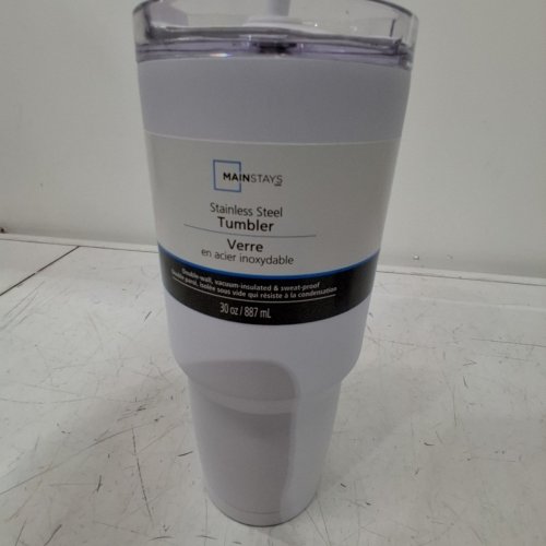 MAINSTAYS STAINLESS STEEL TUMBLER - 30 OZ - WHITE (ITEM: WMCA04325) image 4