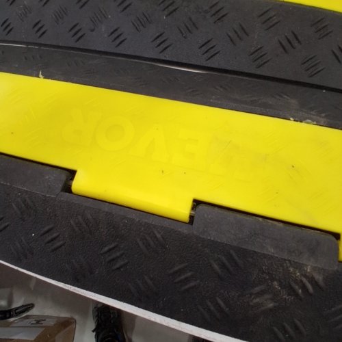 3PK SPEED BUMP CABLE PROTECTOR RAMP 2-CABLE RUBBER CORD GUARD - 40" X 9.7" X 2" - BLACK/YELLOW image 2