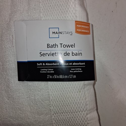 MAINSTAYS BATH TOWEL - 27" X 52" - WHITE image 2