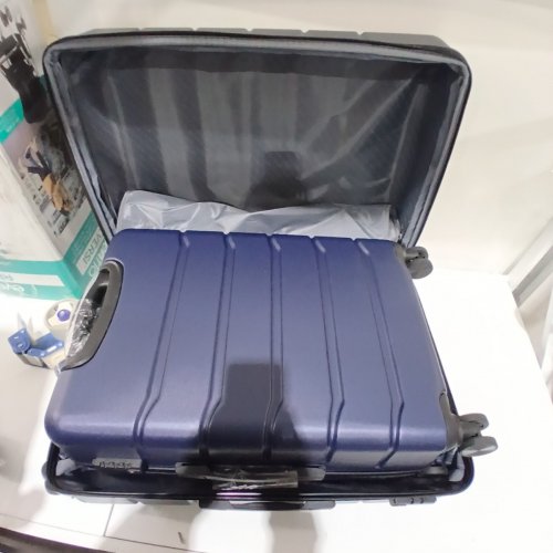 3PC AMAZONBASICS HARDSIDE EXPANDABLE LUGGAGE WITH SPINNERS - NAVY BLUE image 4