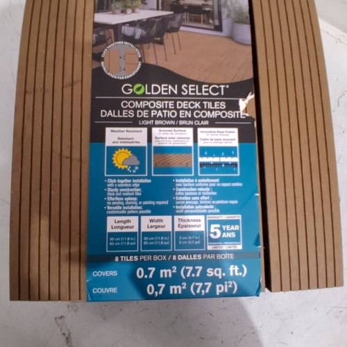 8PK GOLDEN SELECT COMPOSITE DECK TILES - 12" X 12" (EACH) - 7.7 SQ.FT - BROWN (MODEL: 2008954) image 3