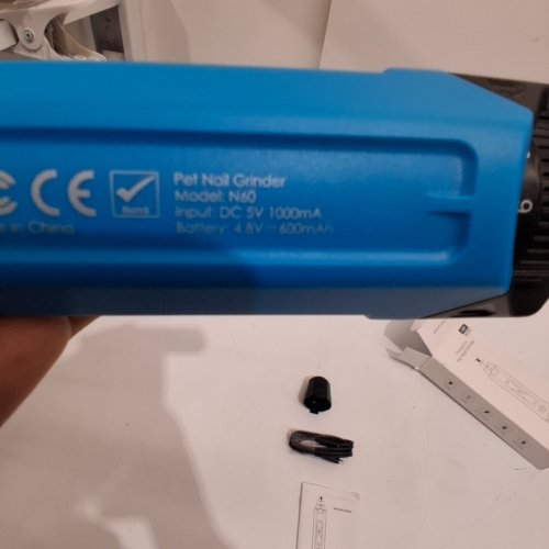 CASFUY PROFESSIONAL 2-SPEED RECHARGEABLE PET DOG/CAT NAIL GRINDER WITH DIAMOND DRUM BIT GRINDER AND LIGHT - BLUE (MODEL: N60) image 3