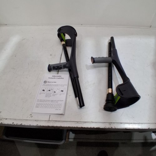 BQKOZFIN LIGHTWEIGHT ADJUSTABLE FOREARM CRUTCHES - 36.6"-45.3" - BLACK image 2