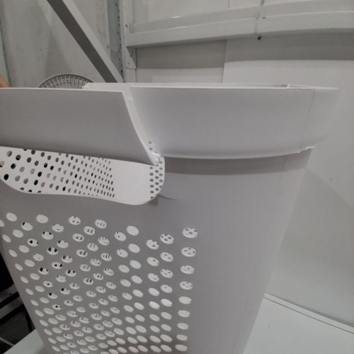 MIND READER SLIM LAUNDRY HAMPER WITH CUT OUT HANDLES AND ATTACHED HINGED LID - 60L - WHITE (MODEL: HBIN60-WHT) image 3