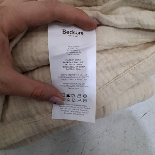 BEDSURE SOFT MUSLIN THROW BLANKET - QUEEN/90" X 90" - BEIGE image 2
