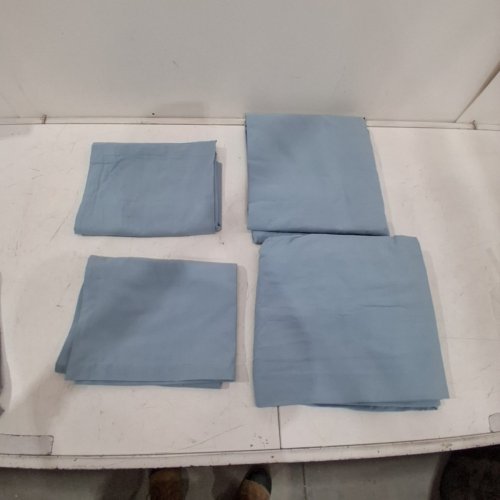 4PC EIKEI CHAMBRAY FLAT SHEET SET - KING (78" X 80") - 20" X 36" PILLOW SHAMS - STORMY RIDGE/LIGHT BLUE (MODEL:WC-FFC) image 3