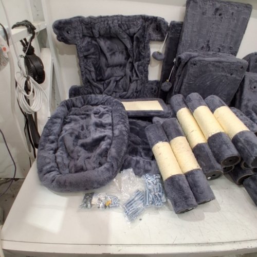 HEYBLY TALL CAT TREE WITH 2 PERCHES 2 BIG CONDOS 2 HAMMOCKS BASKET SCRATCHING PAD - 71" X 19.7" X 15.7" - GREY (MODEL: HCT034G image 7