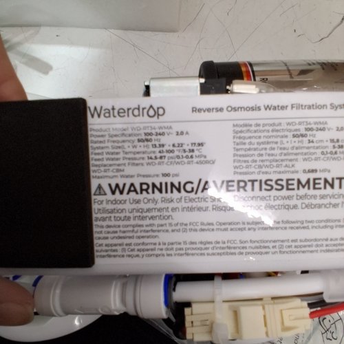 WATERDROP REMINERALIZATION REVERSE OSMOSIS WATER FILTRATION SYSTEM - 100 TO 240 V - 450GPD - 13.39" X 6.22" X 17.95" - WHITE (MODEL: WD-RT34-WMA) image 4