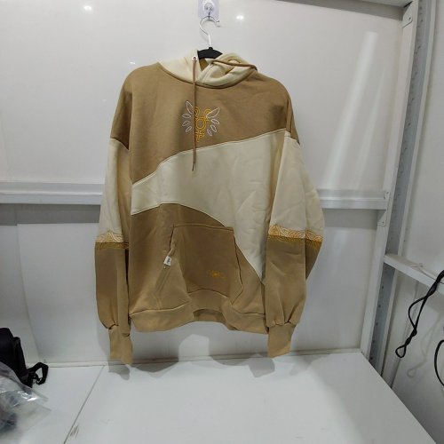 UNISEX THE KIGU STOP THE MESSENGER GOD OVERSIZED HOODIE - MEDIUM - CREAM / BROWN / YELLOW image 2