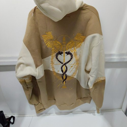 UNISEX THE KIGU STOP THE MESSENGER GOD OVERSIZED HOODIE - MEDIUM - CREAM / BROWN / YELLOW image 4