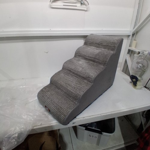 FEANDREA 5-STEP HIGH DENSITY FOAM CORDUROY PET RAMP STAIRS - 33.1" X 15.7" X 22.8" - GREY (MODEL: 777PPS005GD01) image 2