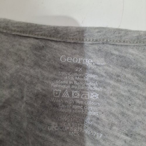 WOMEN'S GEORGE PLUS SIZE T-SHIRT - 2X - GREY (STYLE: GRY21058BDM) image 2