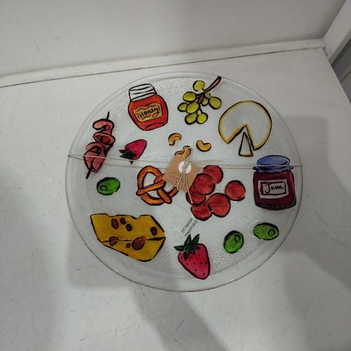 MUD PIE GLASS CHARCUTERIE PLATTER - 13" - CLEAR / MULTI-COLOUR image 3