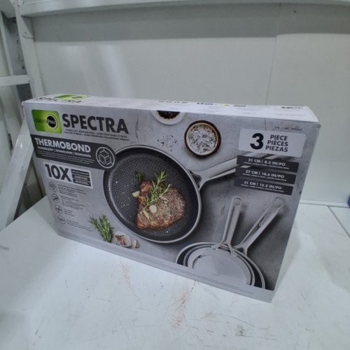 3PC GREENPAN SPECTRA HYBRID CERAMIC NON-STICK SKILLET SET - 8" | 10" | 12" - GREY / BLACK (MODEL: 1901845) image 4