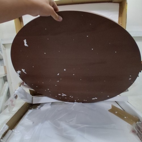 COSTWAY MODERN ROUND WOODEN TABLE - 36" X 30" - BROWN WOOD (MODEL: KC53447) image 3