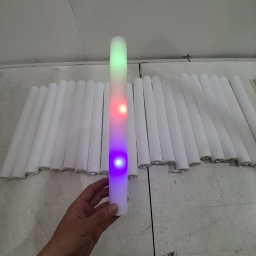 24PK FOAM GLOW STICKS LED LIGHT UP FOAM STICKS WITH 3 MODES - 13" - WHITE image 2