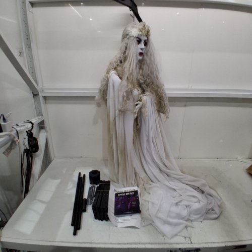 HAUNTED HILL FARM HALLOWEEN LIFE-SIZE SCARY GHOST BRIDE WITH TOUCH LIGHTS AND SOUND - 5.6FT - WHITE/GREY (MODEL: HHLADY-2FLSA) image 4