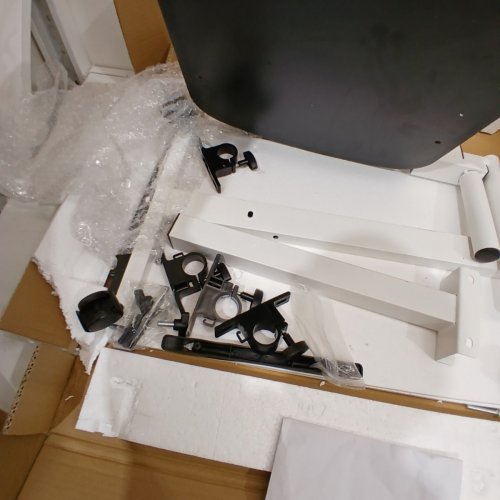 MOBILE C-SHAPE END TABLE WITH METAL FRAME - WHITE, WITH BLACK TABLETOP image 4