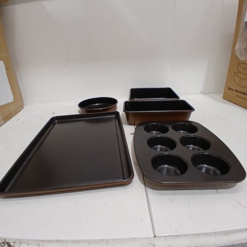 5PC NUTRICHEF NON-STICK STEEL BAKEWARE SET - BLACK BROWN (MODEL: NCBKSTK) image 3