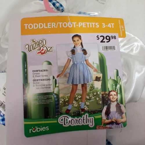 3PC TODDLER RUBIES wizard OF OZ DOROTHY COSTUME - 3-4T - BLUE AND WHITE image 3
