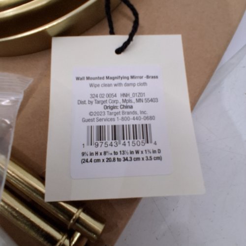 HEARTH & HAND WITH MAGNOLIA WALL MOUNTED MAGNIFYING MIRROR - 5" - BRASS image 2