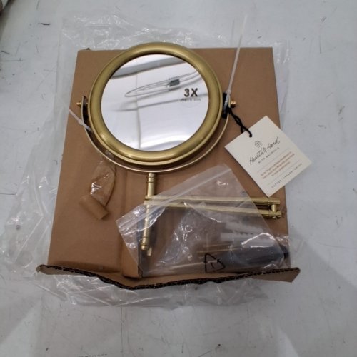 HEARTH & HAND WITH MAGNOLIA WALL MOUNTED MAGNIFYING MIRROR - 5" - BRASS image 3