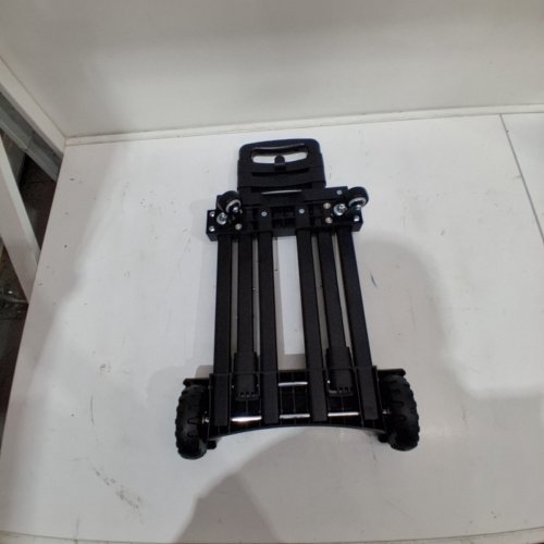FOLDABLE LUGGAGE CART WITH 4 WHEELS AND LUGGAGE STRAPS - COLLAPSIBLE, PORTABLE, COMPACT, LIGHTWEIGHT AND DURABLE TRAVEL TROLLEY CART - 130LBS LOAD CAPACITY - BLACK METAL BASE (MODEL: ZQ-L013) image 3