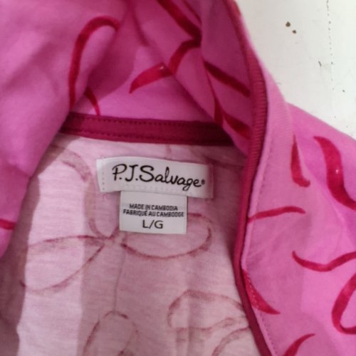 2PC WOMEN'S P.J SALVAGE COTTON JERSEY MIDNIGHT PAJAMA SET - LARGE - PINK / RED (STYLE : 1989802) image 3