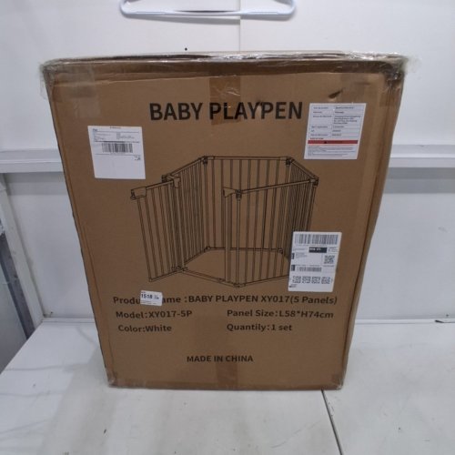 PATYWAGA 5-PANEL BABY PLAYPEN SAFETY GATE FREESTANDING WHITE METAL BARRIER - 22.8" X 29.1" PANELS - WHITE (MODEL: XY017-5P) image 3