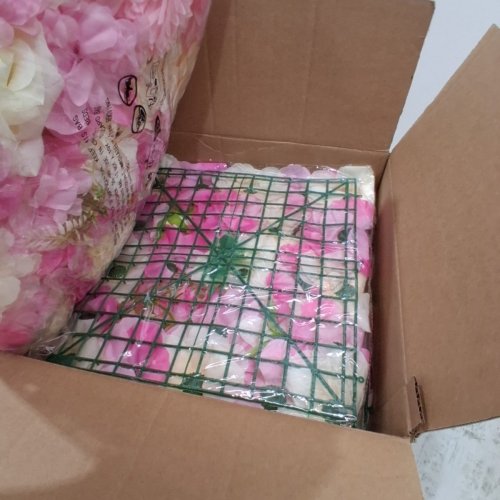 12PC GARVEE ARTIFICIAL SILK FLOWER WALL PANEL BACKDROP - 15" X 15" EACH PANEL - PINK/WHITE - (MODEL: PHK_37M3KR6J) image 4