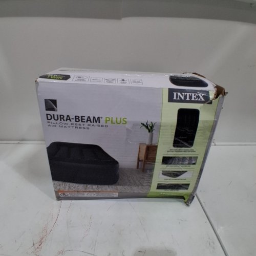 INTEX DURA-BEAM PLUS SELF-INFLATING/DEFLATING AIR MATTRESS WITH BUILT-IN PILLOW & ELECTRIC AIR PUMP - TWIN 16.5" X 39" X 75" - DARK GREY/ BLACK (MODEL: AP619D/64121ED) image 4