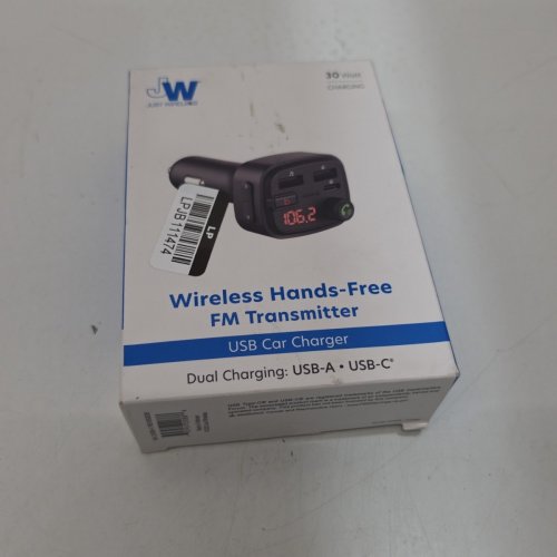 JUST WIRELESS BLUETOOTH FM TRANSMITTER WITH USB-A AND USB-C CHARGING PORTS AND BASS BOOSTER - 30W - BLACK (MODEL: 20088) image 4