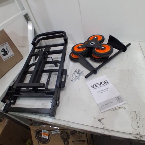 VEVOR STAIR CLIMBING FOLDING DOLLY CART WITH DUAL HANDLE - 22.8" X 17.5" X 42.7" - BLACK/ORANGE image 2