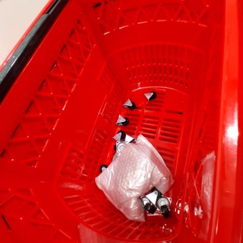 6PC VEVOR ROLLING SHOPPING BASKETS- 39 L - RED image 4