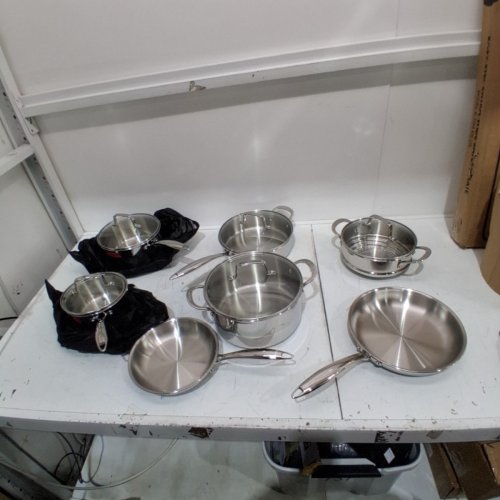 12PC LAGOSTINA FORTE STAINLESS STEEL POTS AND PAN SET - STAINLESS STEEL - (MODEL: L933619212) image 2