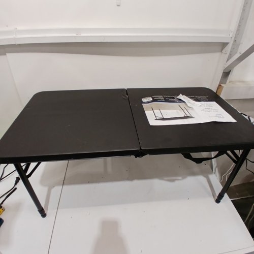 MAINSTAYS 40" PLASTIC ADJUSTABLE HEIGHT FOLD-IN-HALF FOLDING TABLE (40" X 20") - BLACK image 2