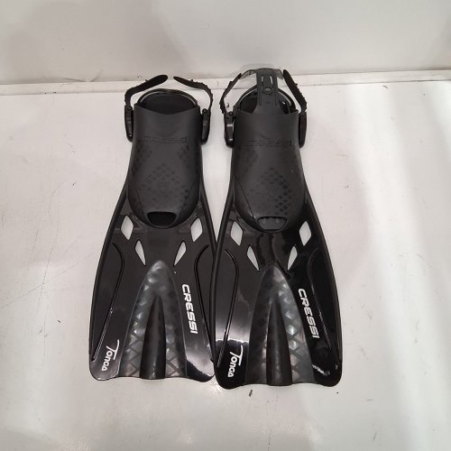 UNISEX ADULT BLUE BY CRESSI SHORT ADJUSTABLE FINS - LARGE/EXTRA LARGE - BLACK image 2