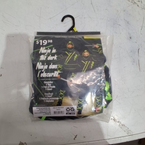 3PC KIDS PALAMON NINJA IN THE DARK COSTUME - LARGE (10/12) - BLACK/GREEN (STYLE : 30664(L)) image 2
