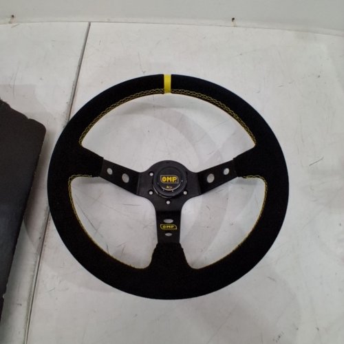 OMP SUEDE RACING STEERING WHEEL - 30MM/350MM - BLACK/YELLOW - (MODEL: OD0-1979) image 2