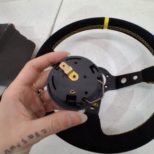 OMP SUEDE RACING STEERING WHEEL - 30MM/350MM - BLACK/YELLOW - (MODEL: OD0-1979) image 3