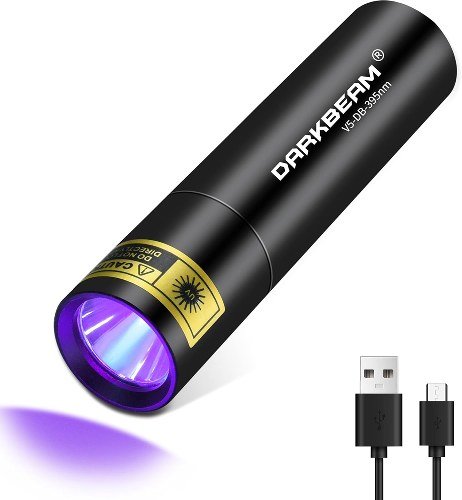 DARKBEAM UV FLASHLIGHT WITH BUILT IN BATTERY - 395 NM - BLACK (MODEL: V5) image 2