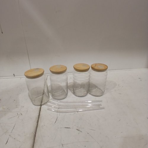4PK MIKASA GOURMET BASICS GLASS TUMBLERS WITH LIDS & STRAWS - 18OZ (MODEL:1882036) image 2