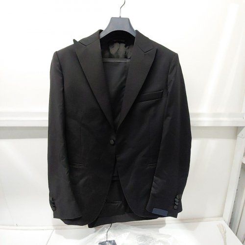 2PC MEN'S MODA SPANI 100% VIRGIN WOOL SUIT JACKET & PANTS - 52 - BLACK (MODEL: A-TOLEDO-PI) image 2