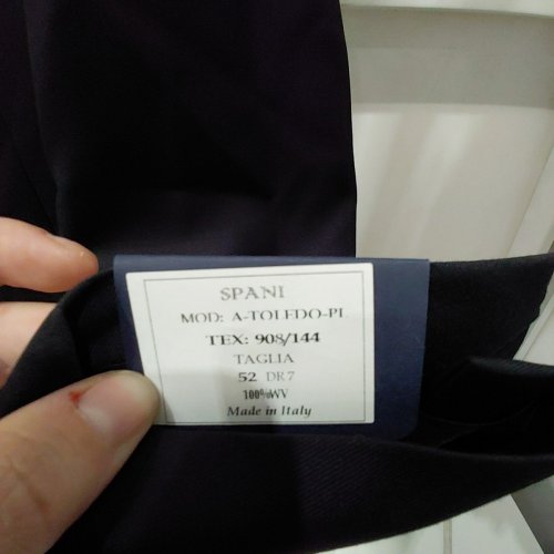 2PC MEN'S MODA SPANI 100% VIRGIN WOOL SUIT JACKET & PANTS - 52 - BLACK (MODEL: A-TOLEDO-PI) image 3