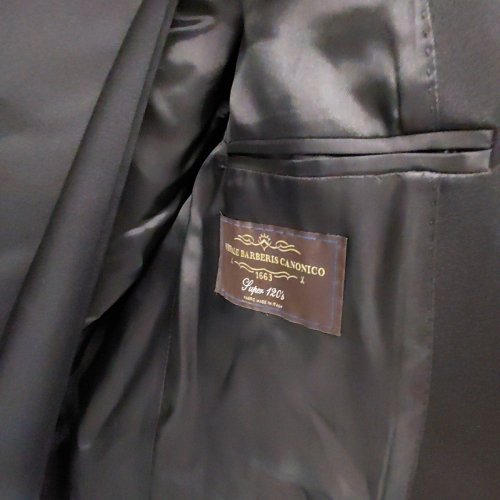 2PC MEN'S MODA SPANI 100% VIRGIN WOOL SUIT JACKET & PANTS - 52 - BLACK (MODEL: A-TOLEDO-PI) image 4